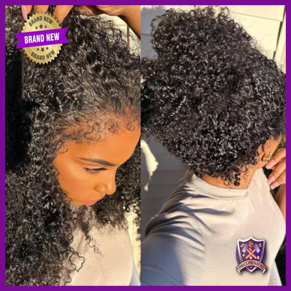 Human Hair 360 Lace Front Wig 18in Deep Curly Pre-Plucked Glueless main image 5